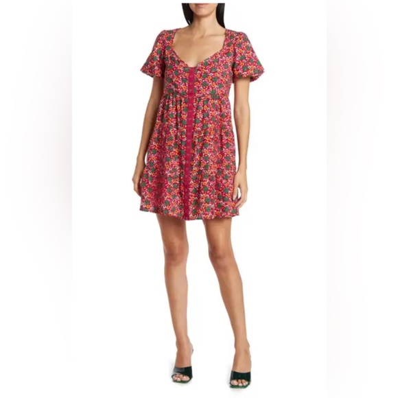 Betsey Johnson Dresses & Skirts - Betsey Johnson Red Floral Mini Dress